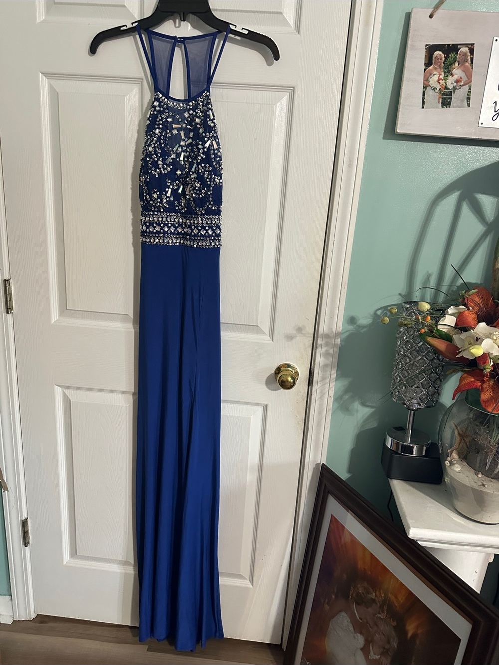 B Darlin Royal Blue Beaded Prom Dress
